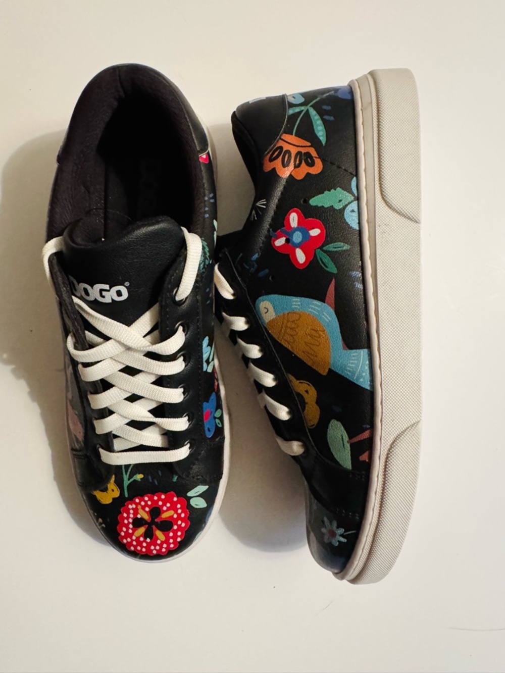 DOGO Women's Black Floral Bird Sneakers - Picture 3 of 8